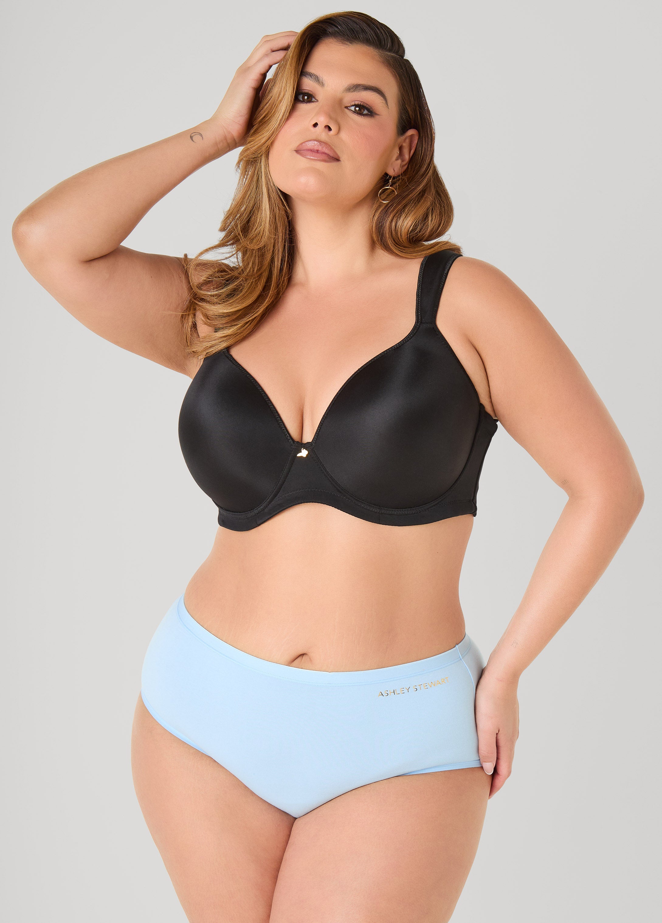 Stretch Cotton Full Coverage Brief Persimmon Orange | Ashley Stewart