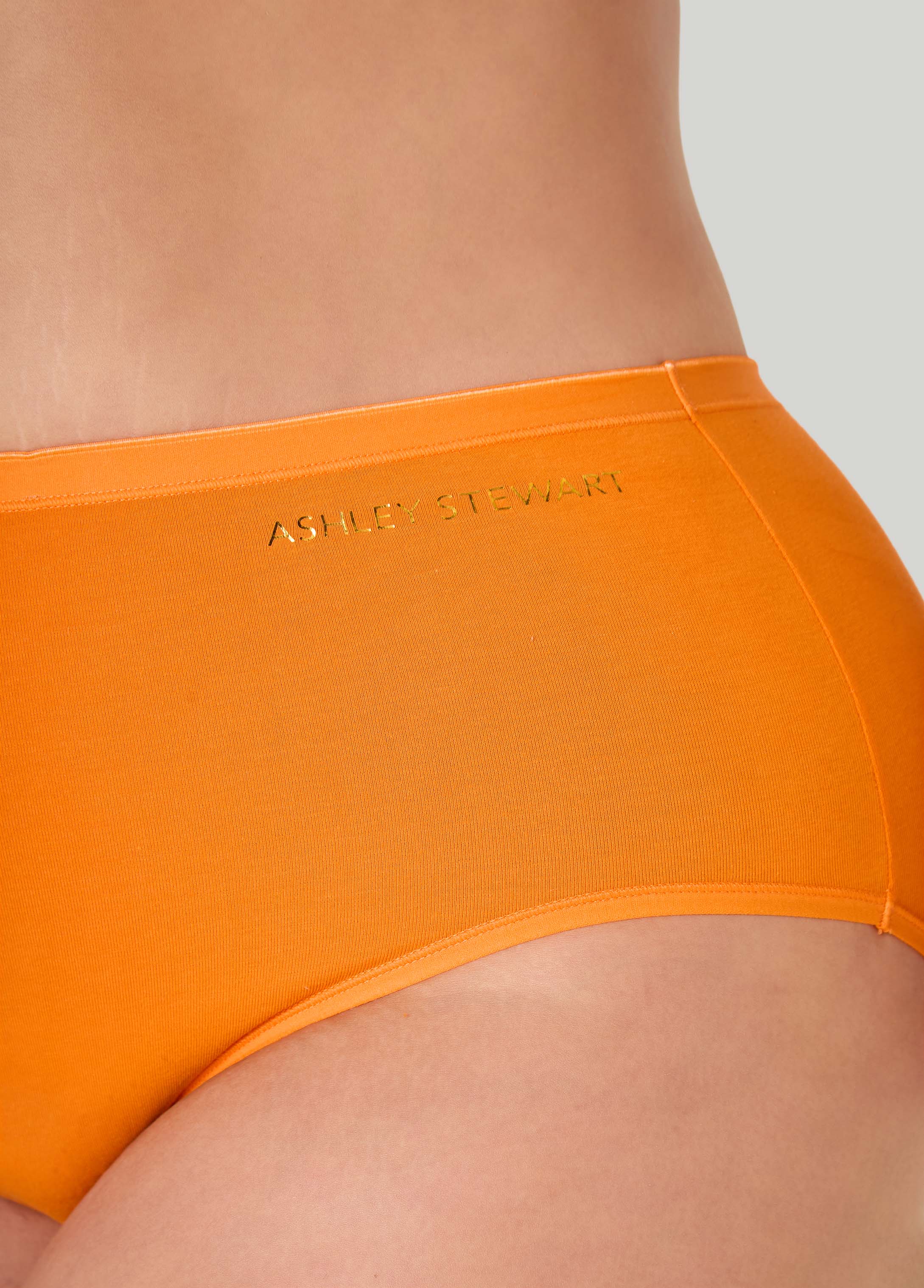 Stretch Cotton Full Coverage Brief Persimmon Orange | Ashley Stewart