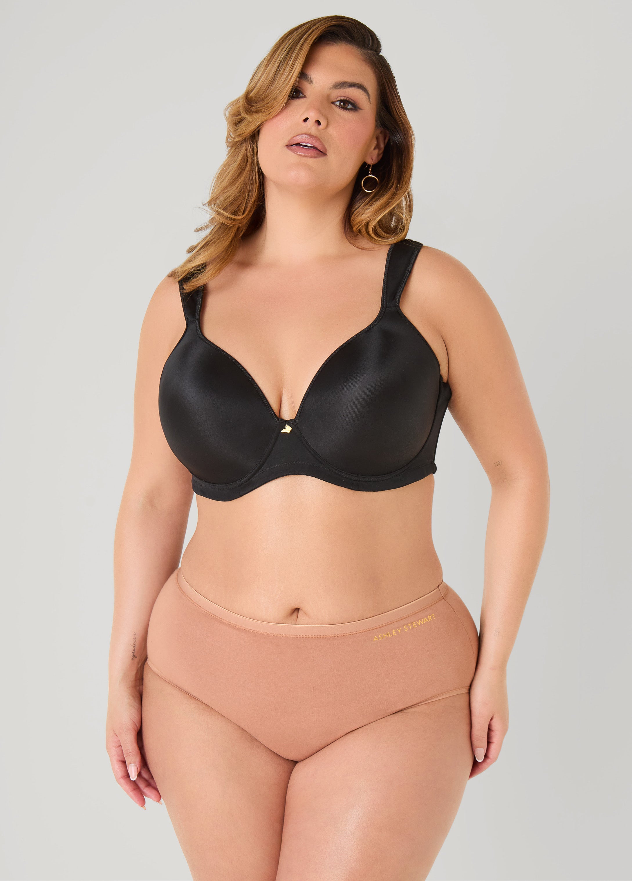 Stretch Cotton Full Coverage Brief Persimmon Orange | Ashley Stewart