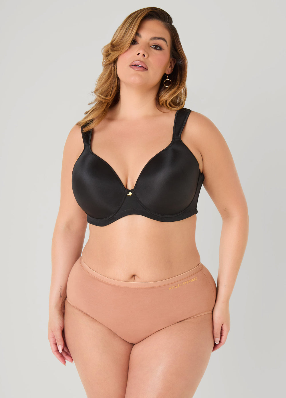 Stretch Cotton Full Coverage Brief Persimmon Orange | Ashley Stewart