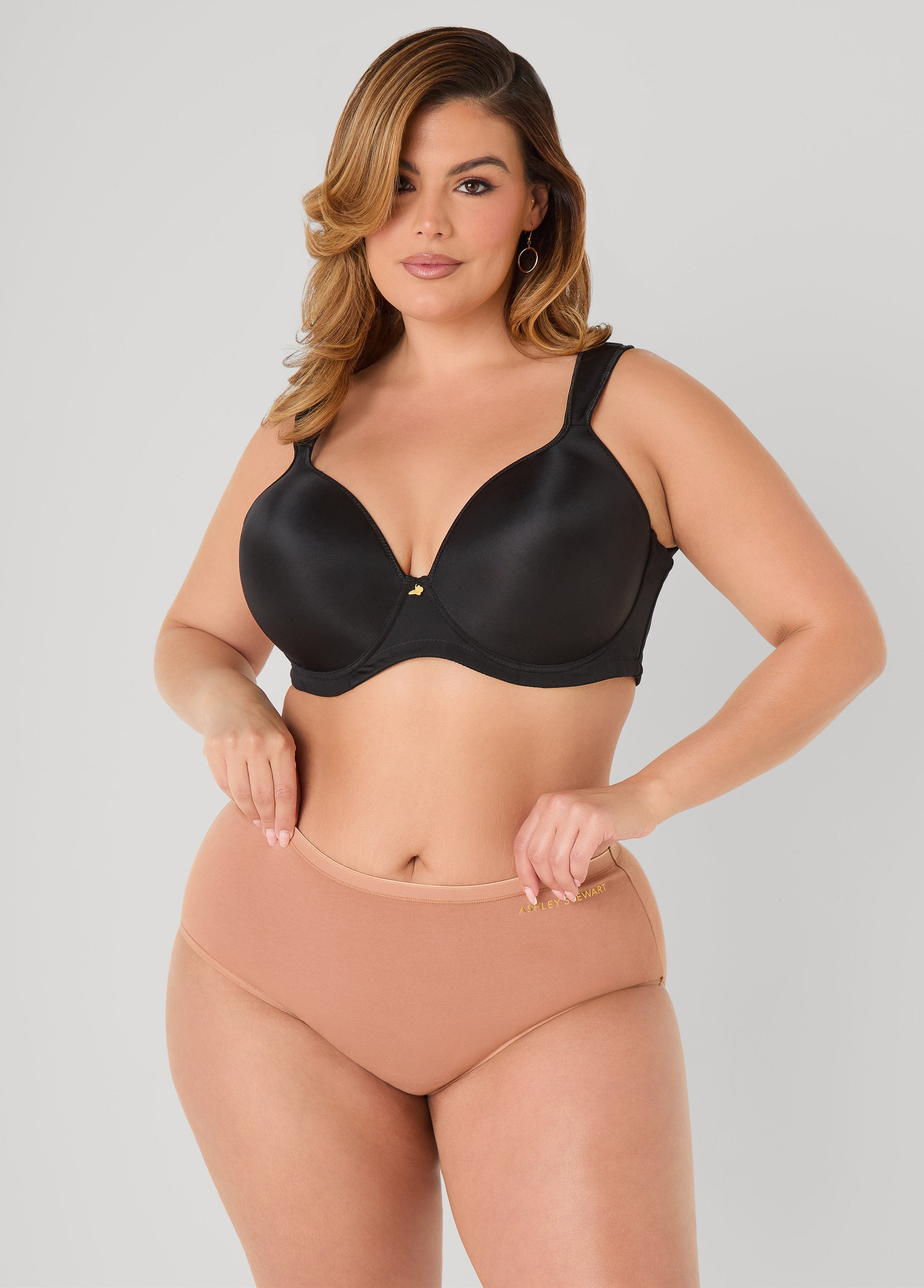 Stretch Cotton Full Coverage Brief Persimmon Orange | Ashley Stewart