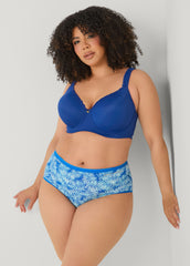 Palm Print Stretch Cotton Briefs Victoria Blue | Ashley Stewart