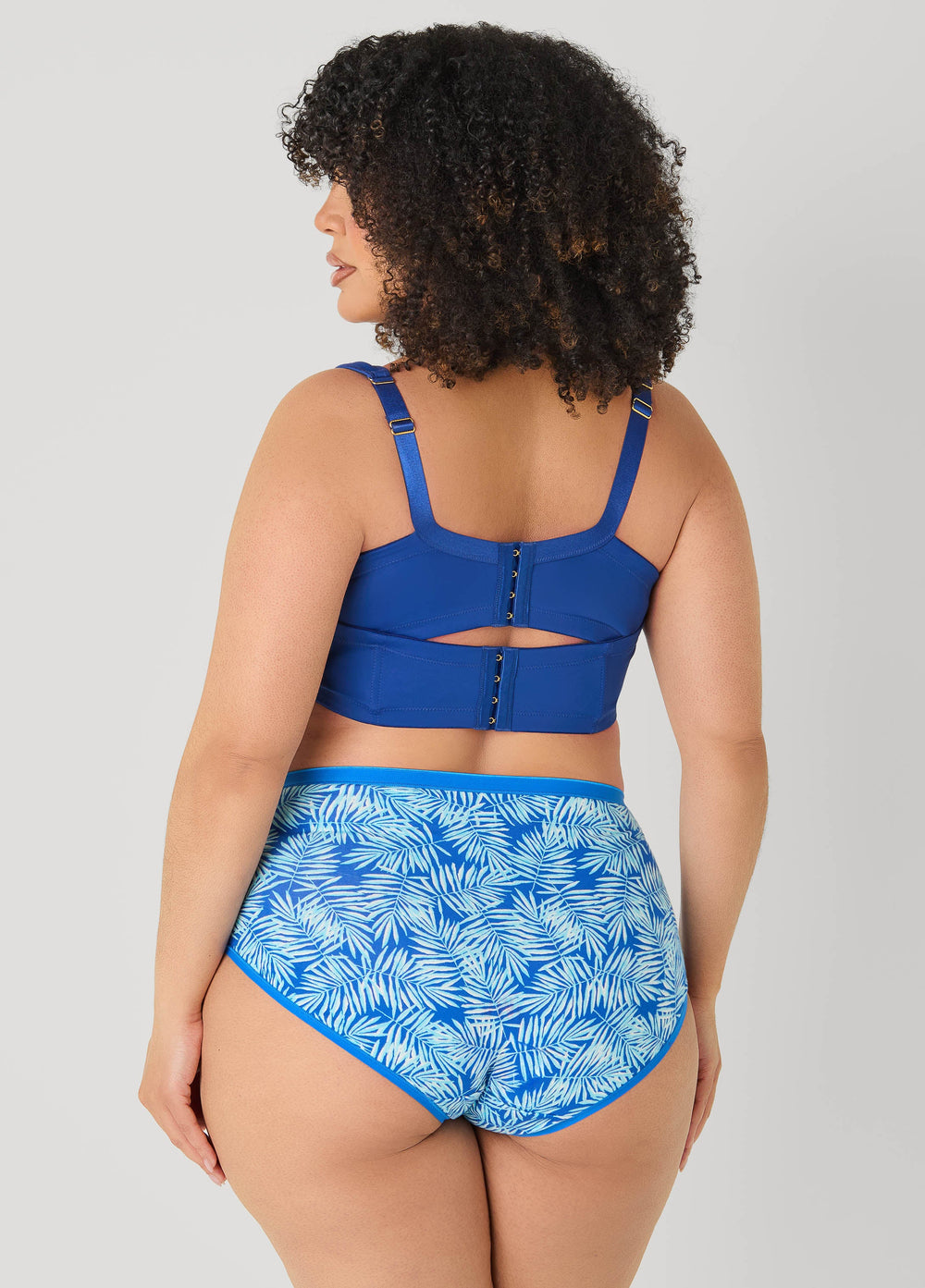 Palm Print Stretch Cotton Briefs Victoria Blue | Ashley Stewart