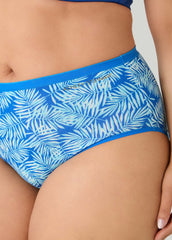 Palm Print Stretch Cotton Briefs Victoria Blue | Ashley Stewart