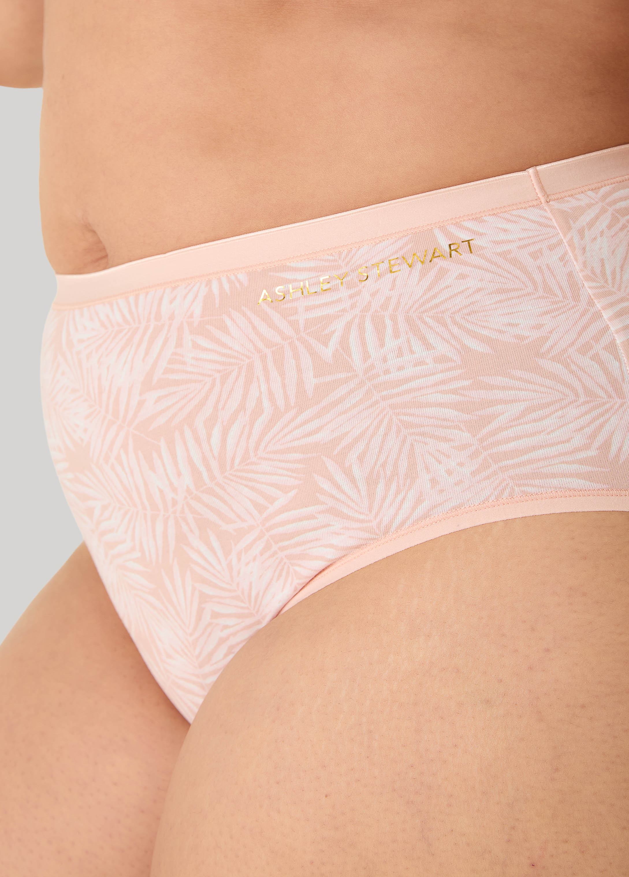 Palm Print Stretch Cotton Briefs Victoria Blue | Ashley Stewart
