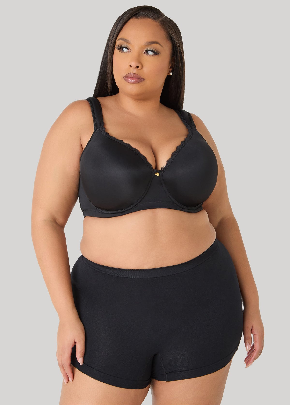 Seamless High Waist Boyshorts Black | Ashley Stewart