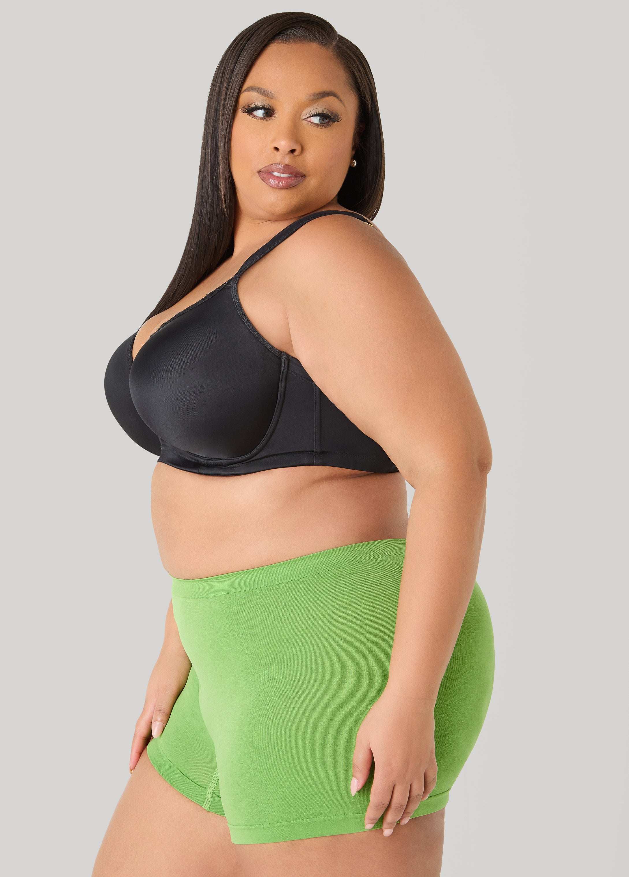 Seamless High Waist Boyshorts Black | Ashley Stewart