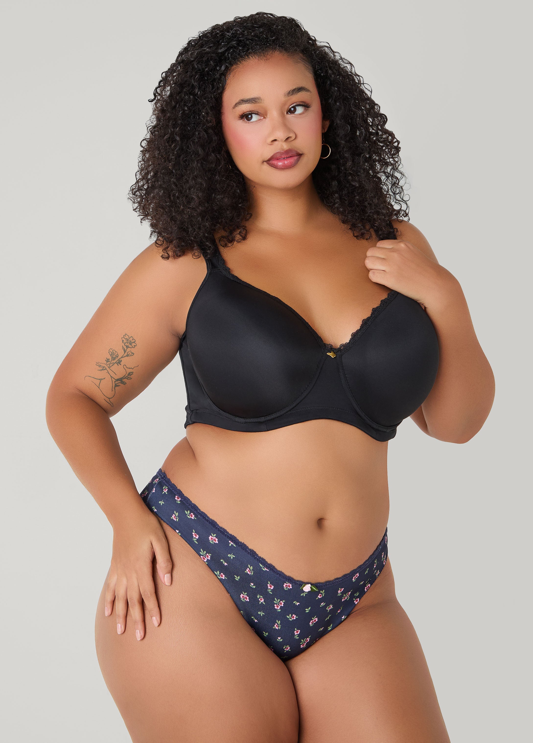 Lace Trimmed 3 Pack Bikini Panties Navy | Ashley Stewart