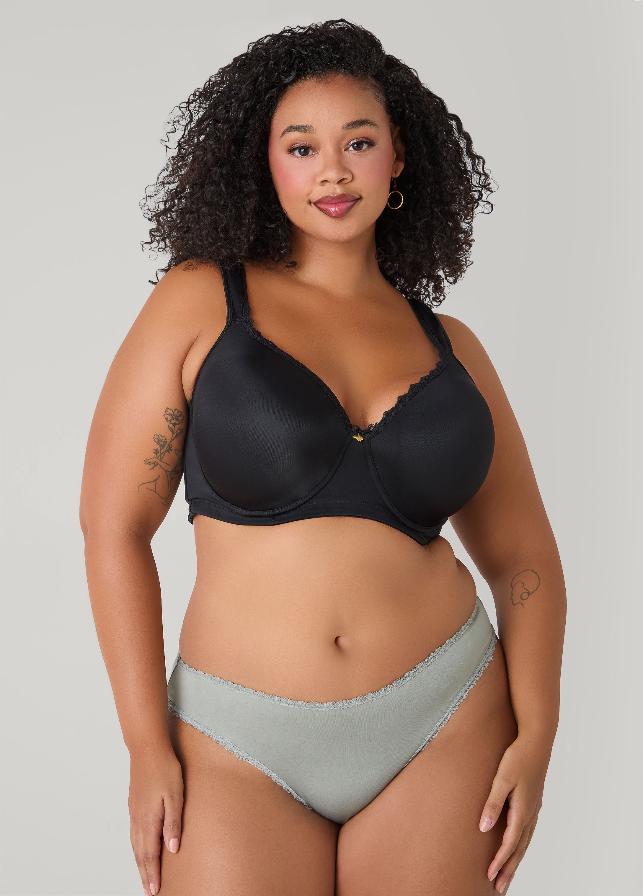 Lace Trimmed 3 Pack Bikini Panties Navy | Ashley Stewart