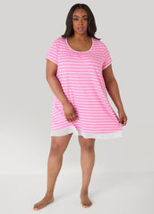 Ellen Tracy Striped Sleepshirt Pink | Ashley Stewart