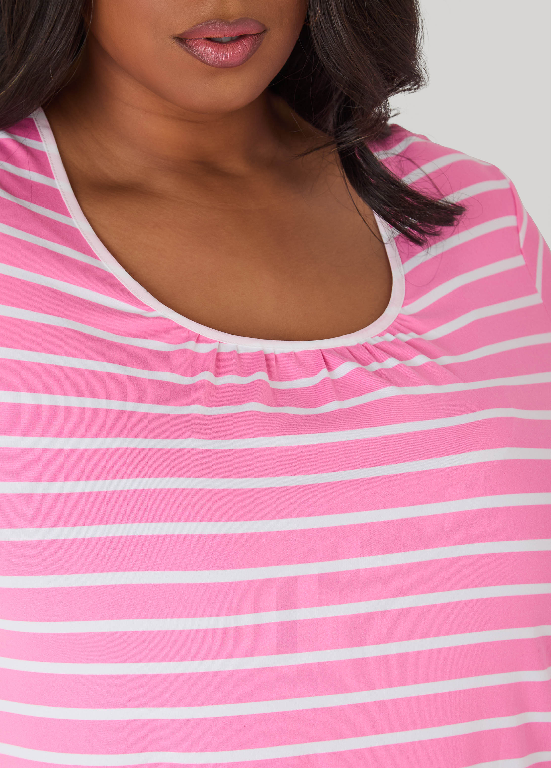 Ellen Tracy Striped Sleepshirt Pink | Ashley Stewart