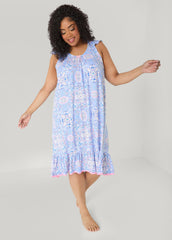 Ellen Tracy Printed Night Gown Blue | Ashley Stewart