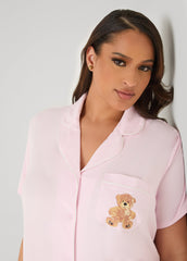 Moon To Noon Teddy Bear Sleepshirt Shell Coral | Ashley Stewart