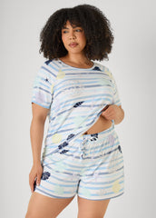 Moon To Noon Seashell Shorts Set Blue | Ashley Stewart