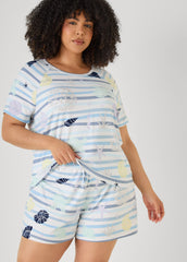 Moon To Noon Seashell Shorts Set Blue | Ashley Stewart