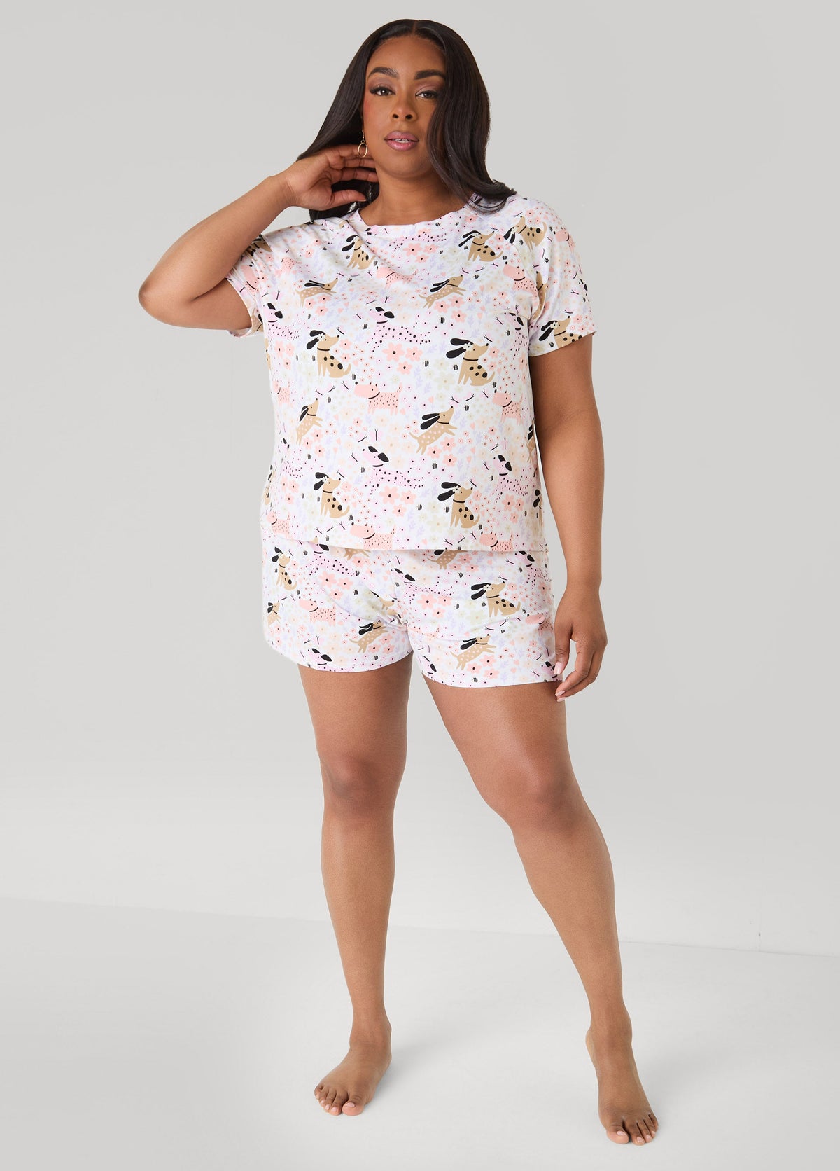 Moon To Noon Puppy Short Set Multi | Ashley Stewart