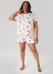 Moon To Noon Puppy Short Set Multi | Ashley Stewart
