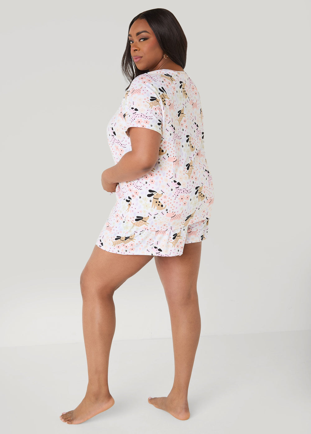 Moon To Noon Puppy Short Set Multi | Ashley Stewart