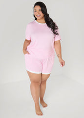 Anne Klein Striped PJs Shorts Set Pink | Ashley Stewart