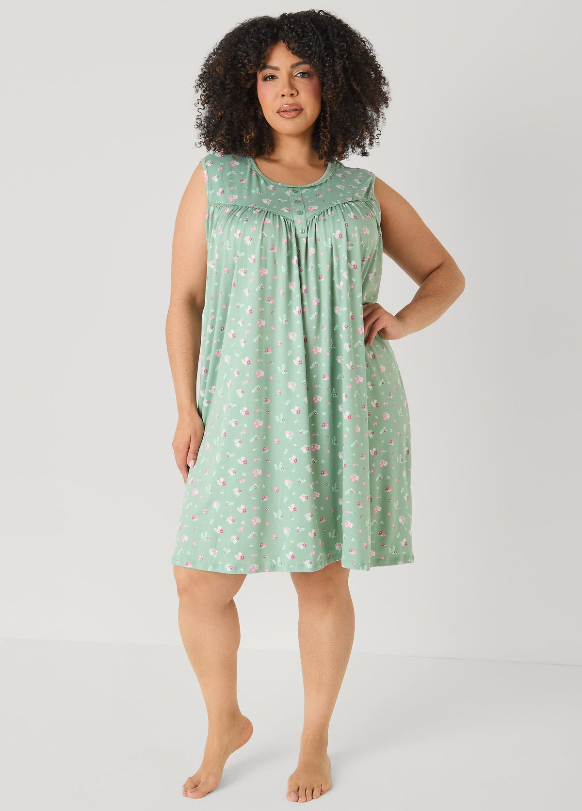 Moon To Noon Floral Nightgown Green | Ashley Stewart