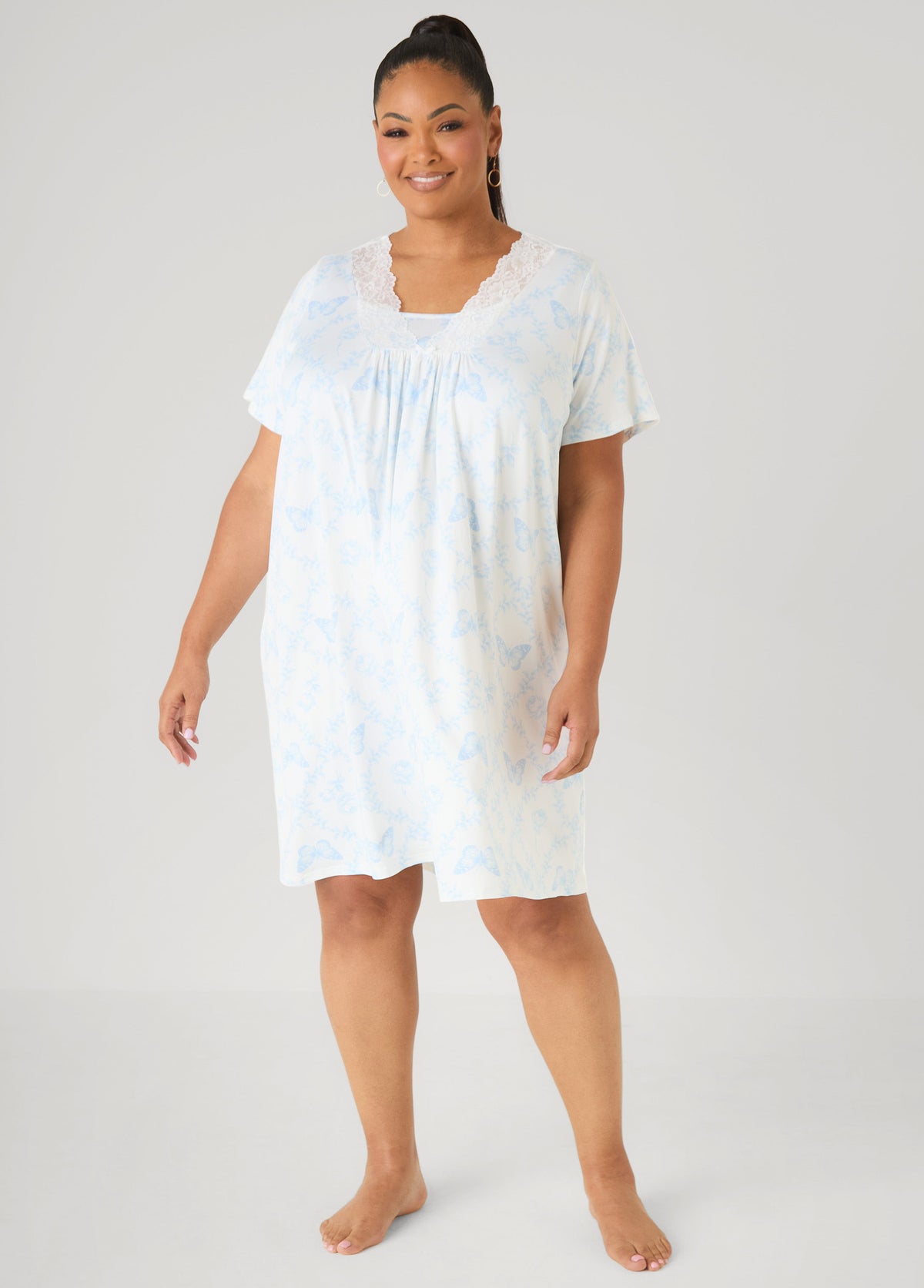 Moon To Noon Butterfly Sleep Dress Blue | Ashley Stewart