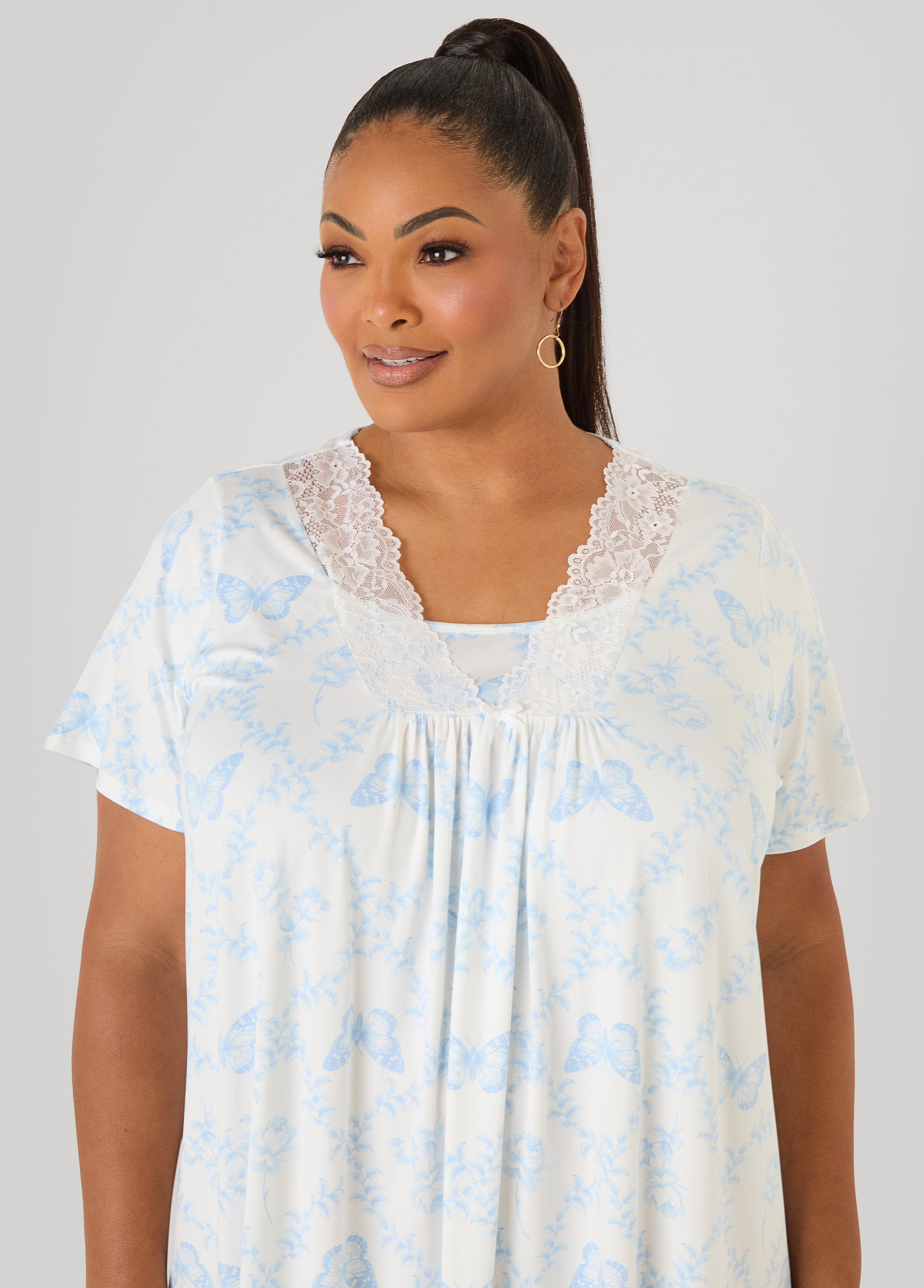 Moon To Noon Butterfly Sleep Dress Blue | Ashley Stewart