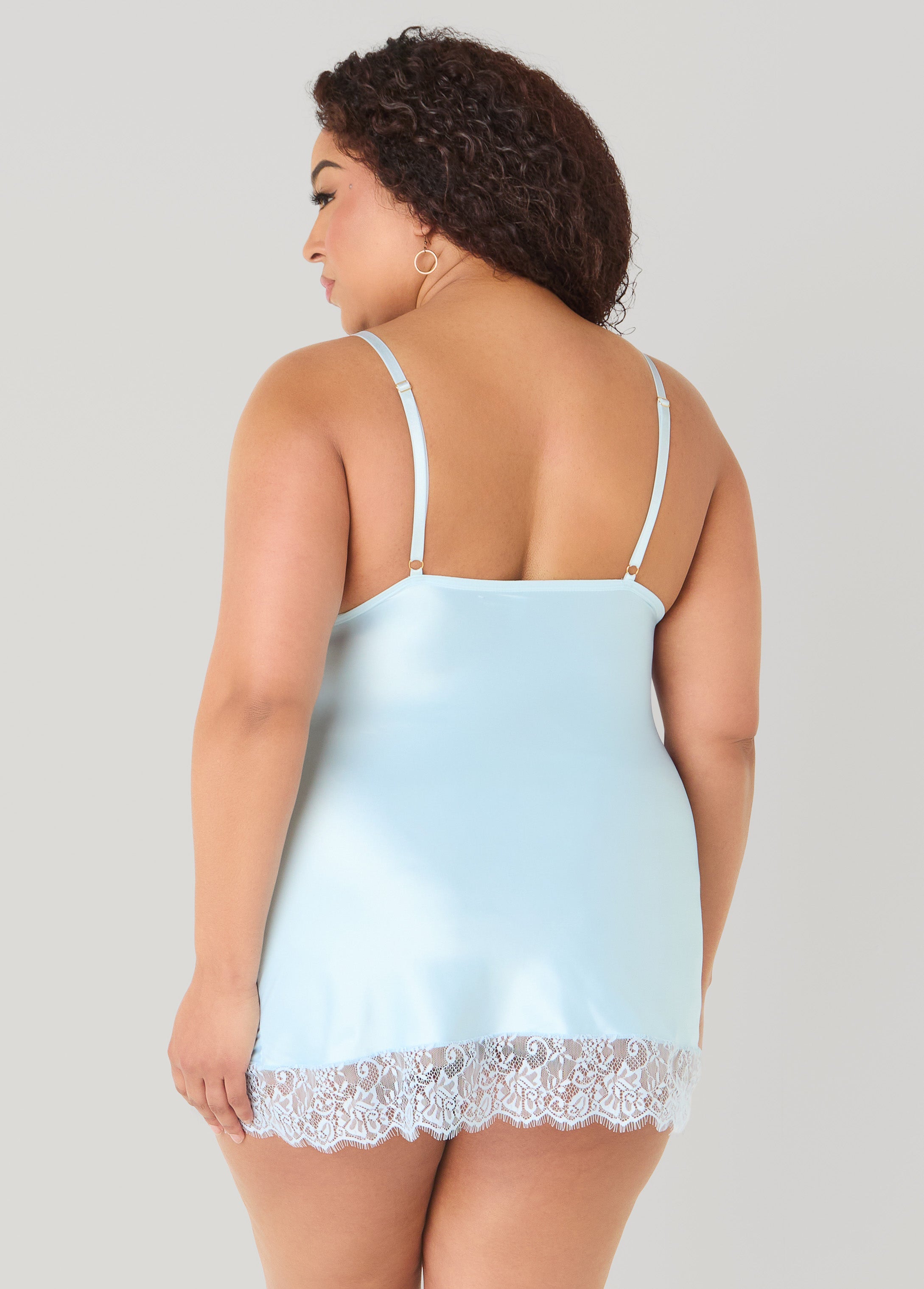 Satin Chemise Set Blue | Ashley Stewart