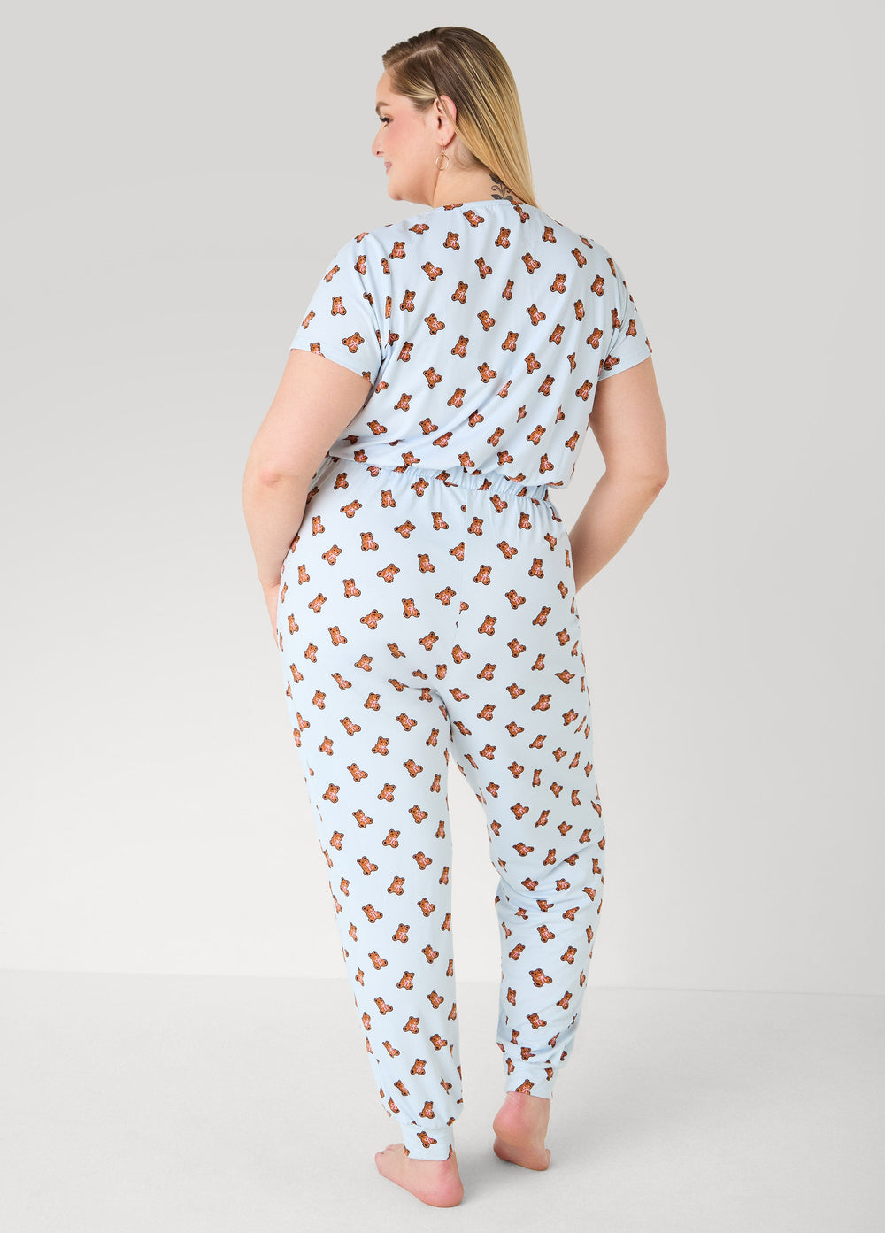 Moon To Noon Bear Print Jumpsuit Set Blue | Ashley Stewart
