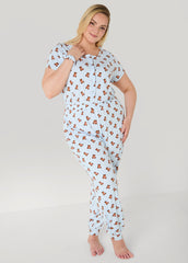 Moon To Noon Bear Print Jumpsuit Set Blue | Ashley Stewart