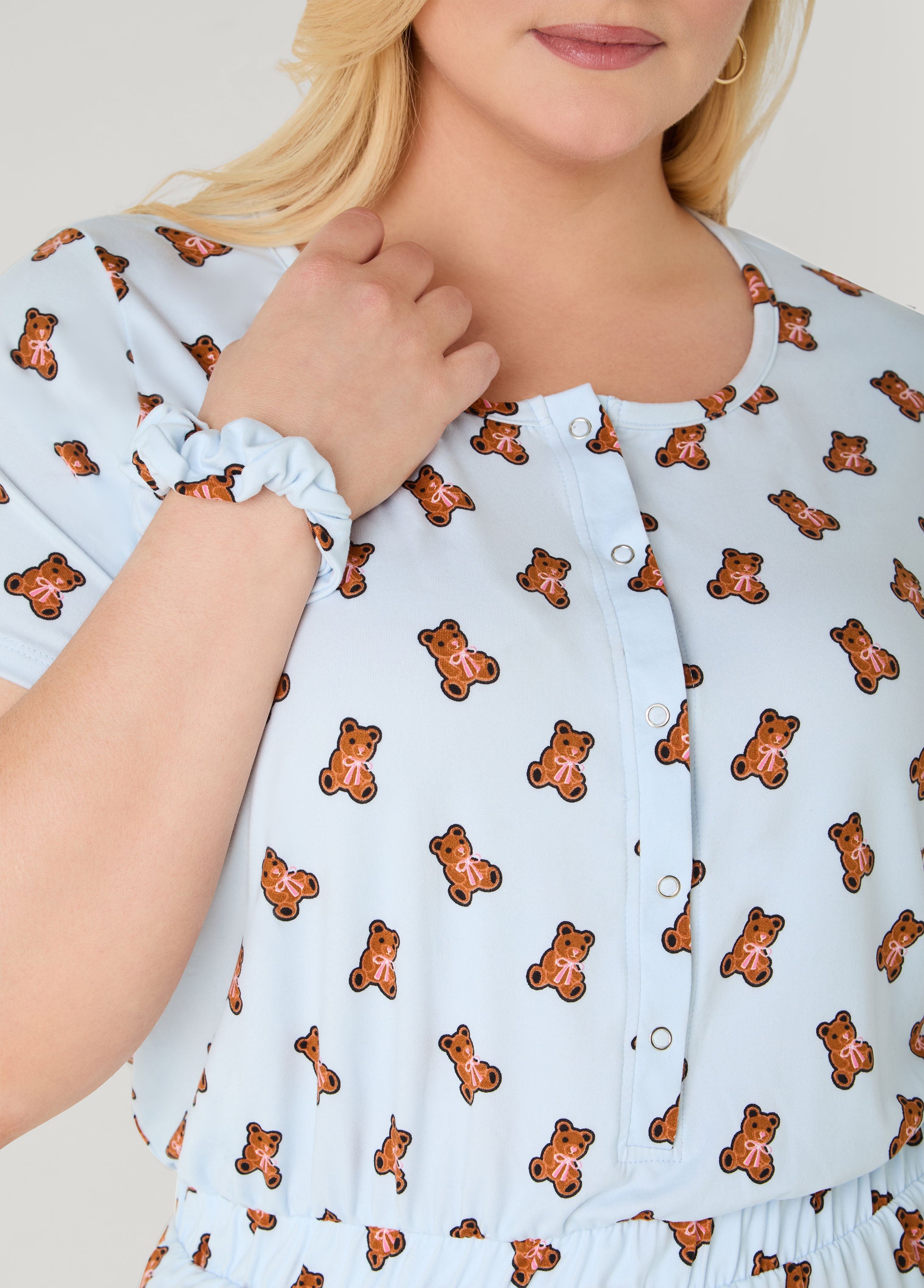 Moon To Noon Bear Print Jumpsuit Set Blue | Ashley Stewart