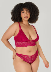 Lace Bralette Two Piece Set Plum | Ashley Stewart