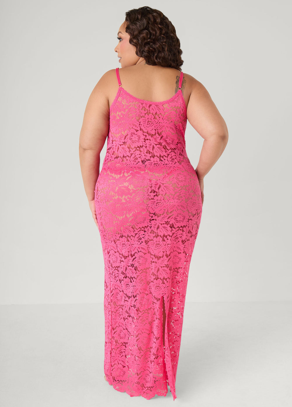 Lace Lingerie Gown Pink | Ashley Stewart