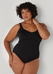 Seamless Medium Control Bodysuit Black | Ashley Stewart