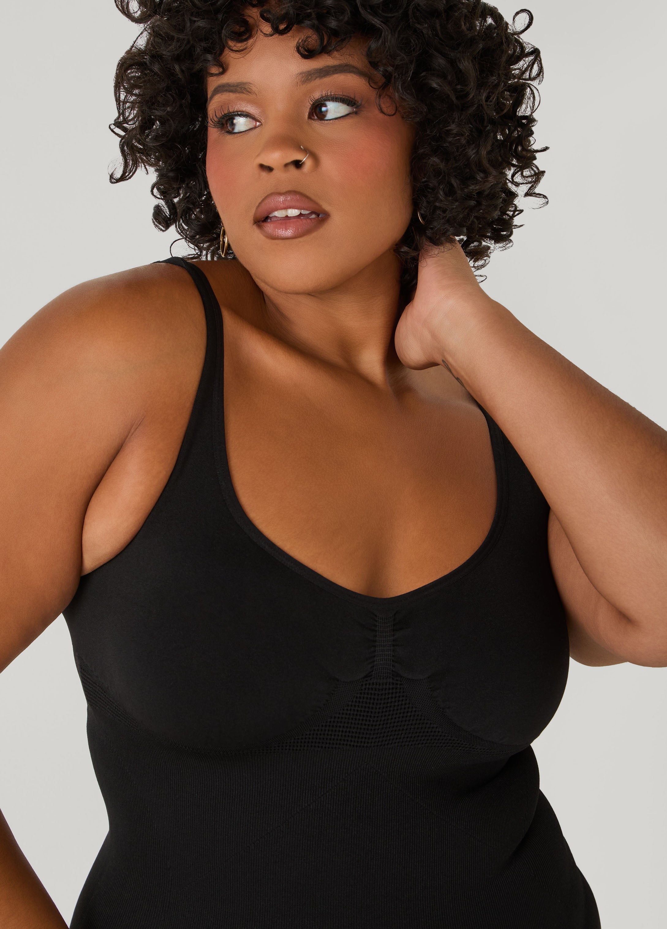 Seamless Medium Control Bodysuit Black | Ashley Stewart