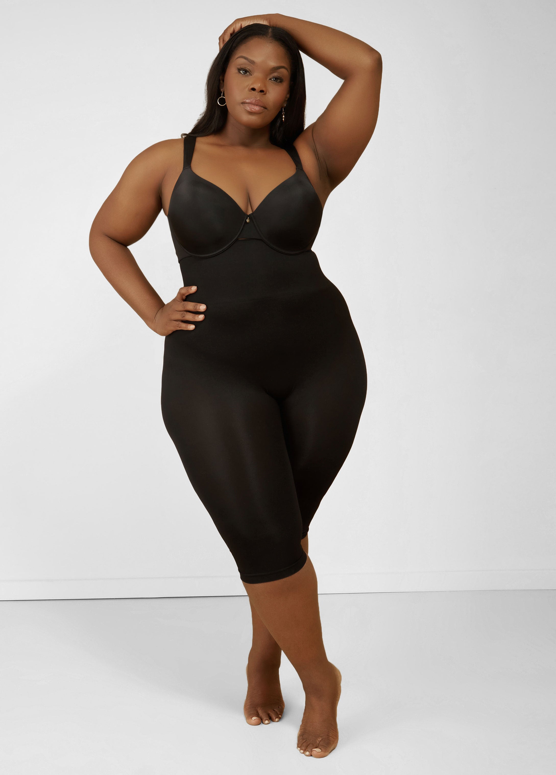 Plus Size High Waist Shaping Control Capri Black | Ashley Stewart