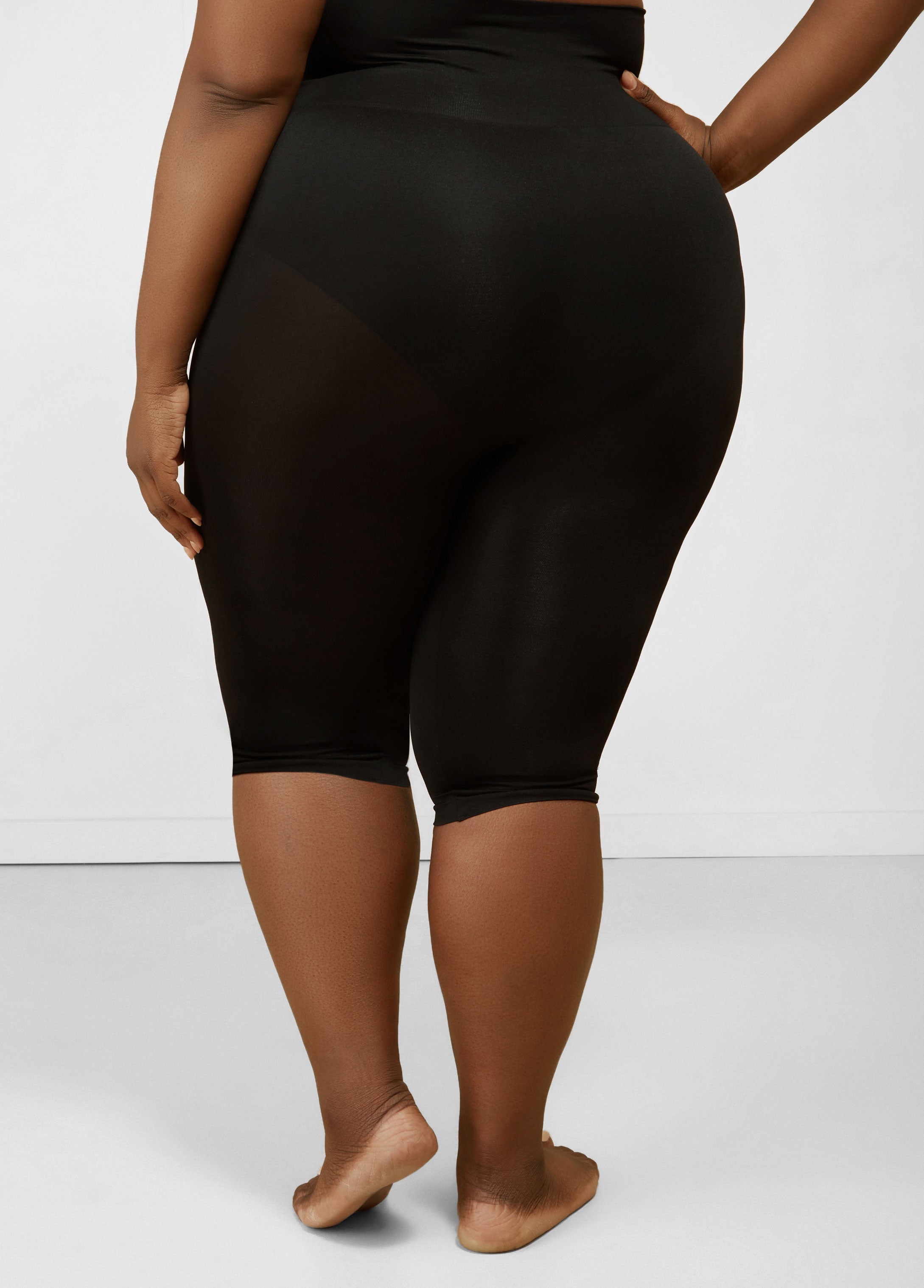 Plus Size High Waist Shaping Control Capri Black | Ashley Stewart