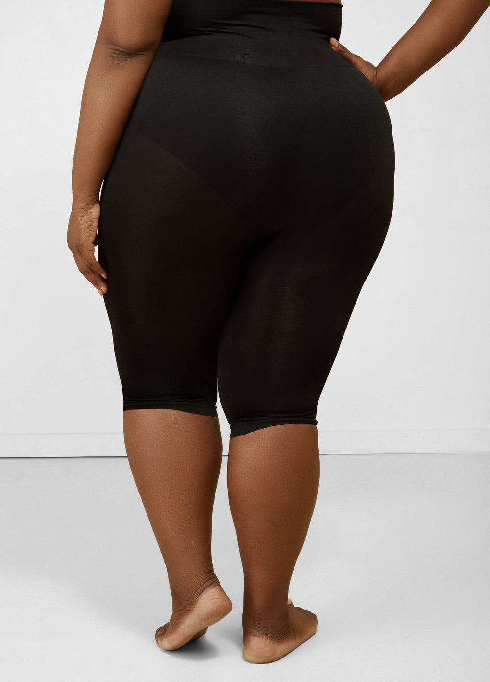 Plus Size High Waist Shaping Control Capri Black | Ashley Stewart