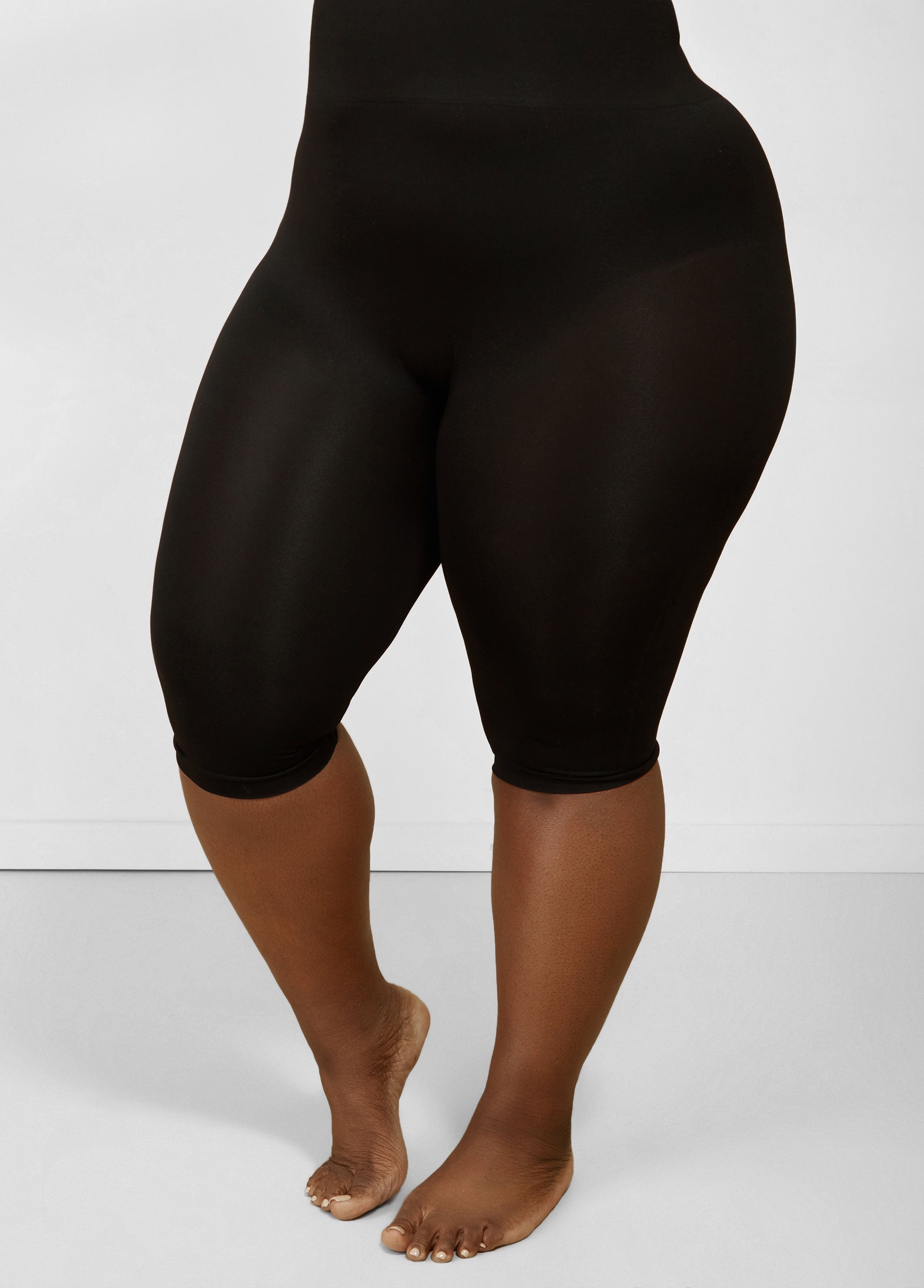Plus Size High Waist Shaping Control Capri Black | Ashley Stewart