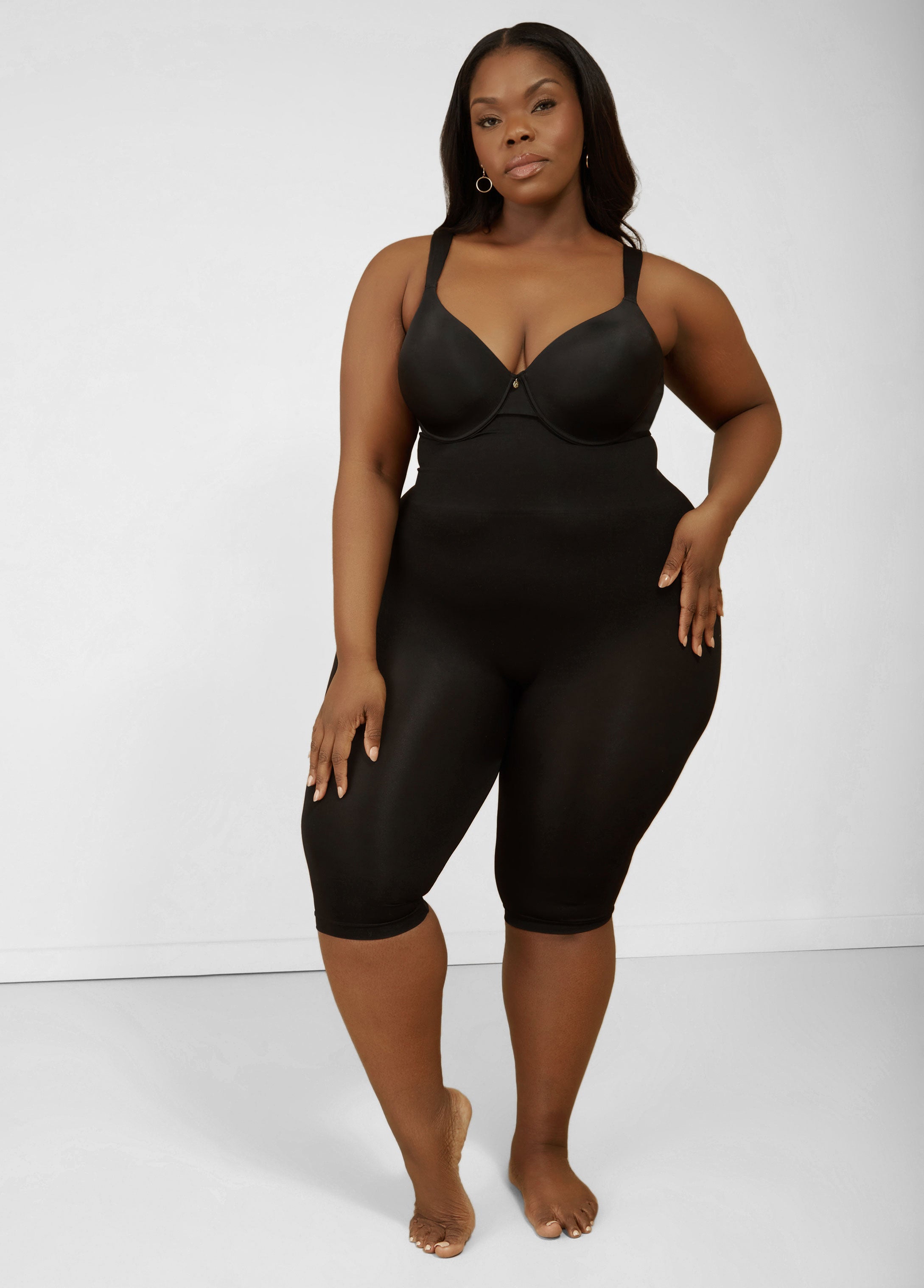 Plus Size High Waist Shaping Control Capri Black | Ashley Stewart