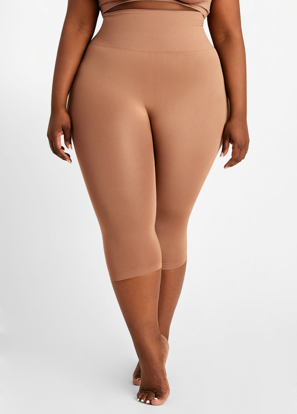 Plus Size High Waist Shaping Control Capri Black | Ashley Stewart