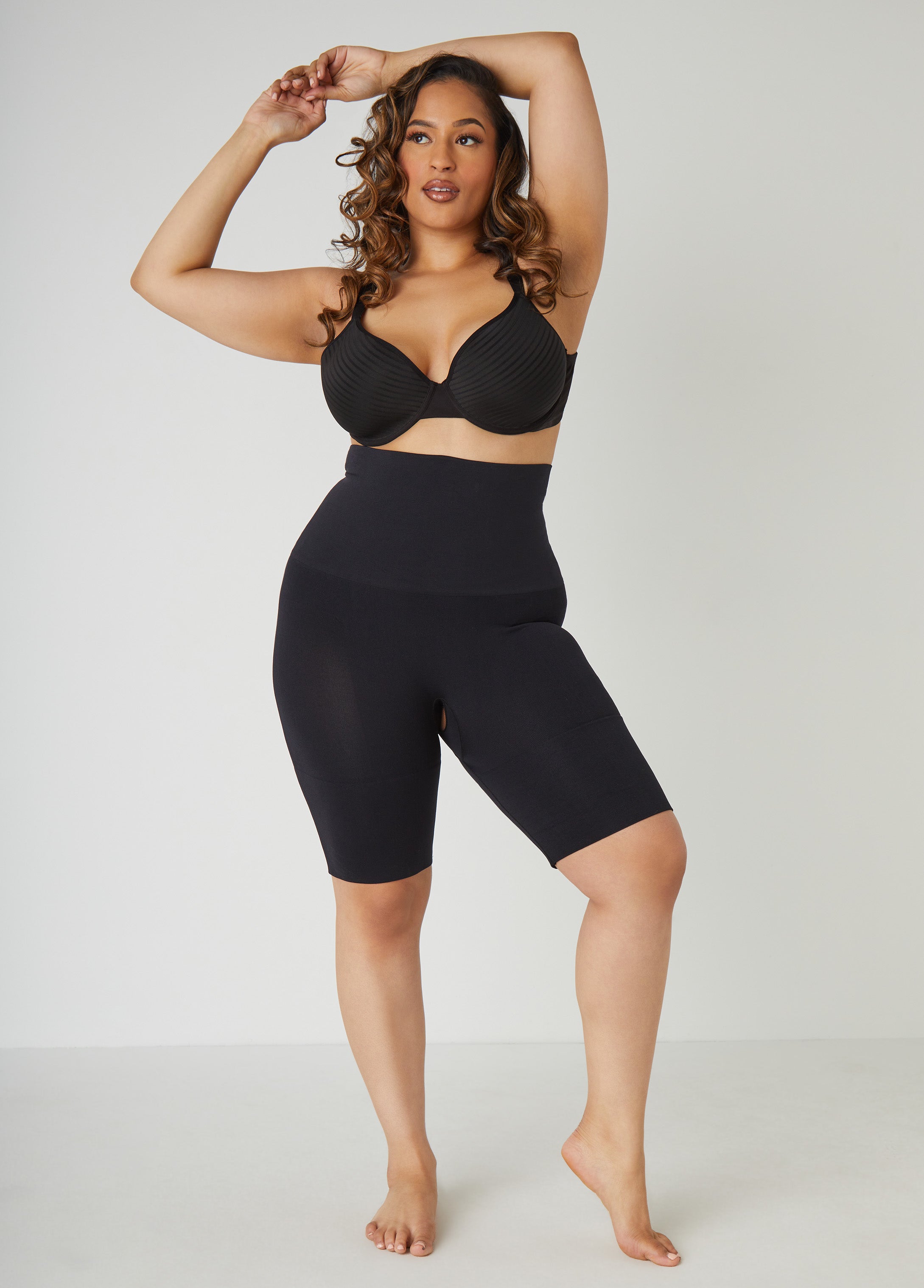 Firm Long Leg Shaper Shorts Black | Ashley Stewart