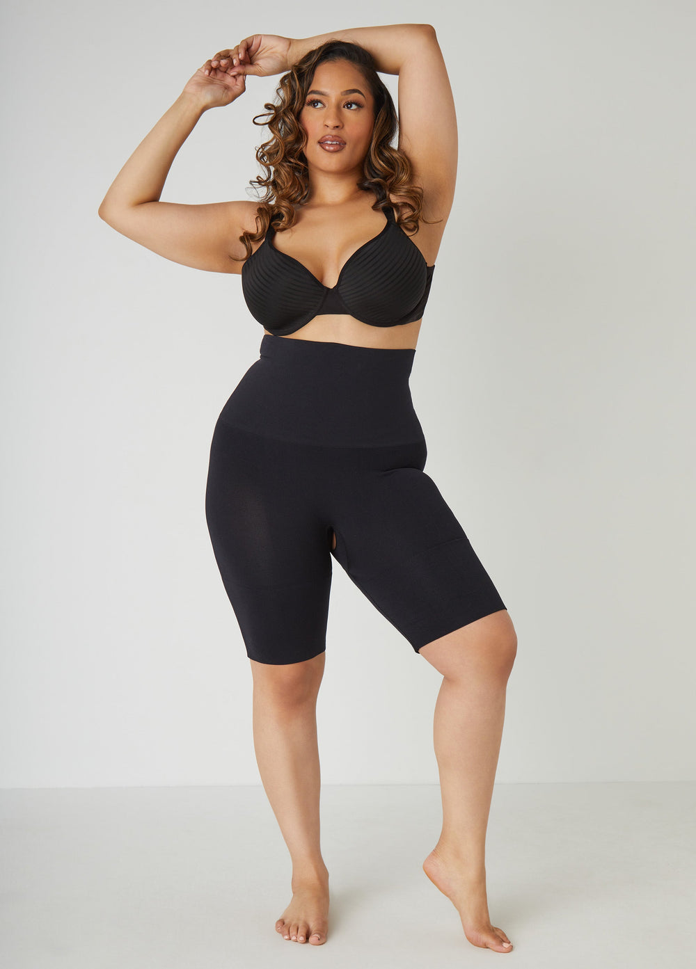 Firm Long Leg Shaper Shorts Black | Ashley Stewart