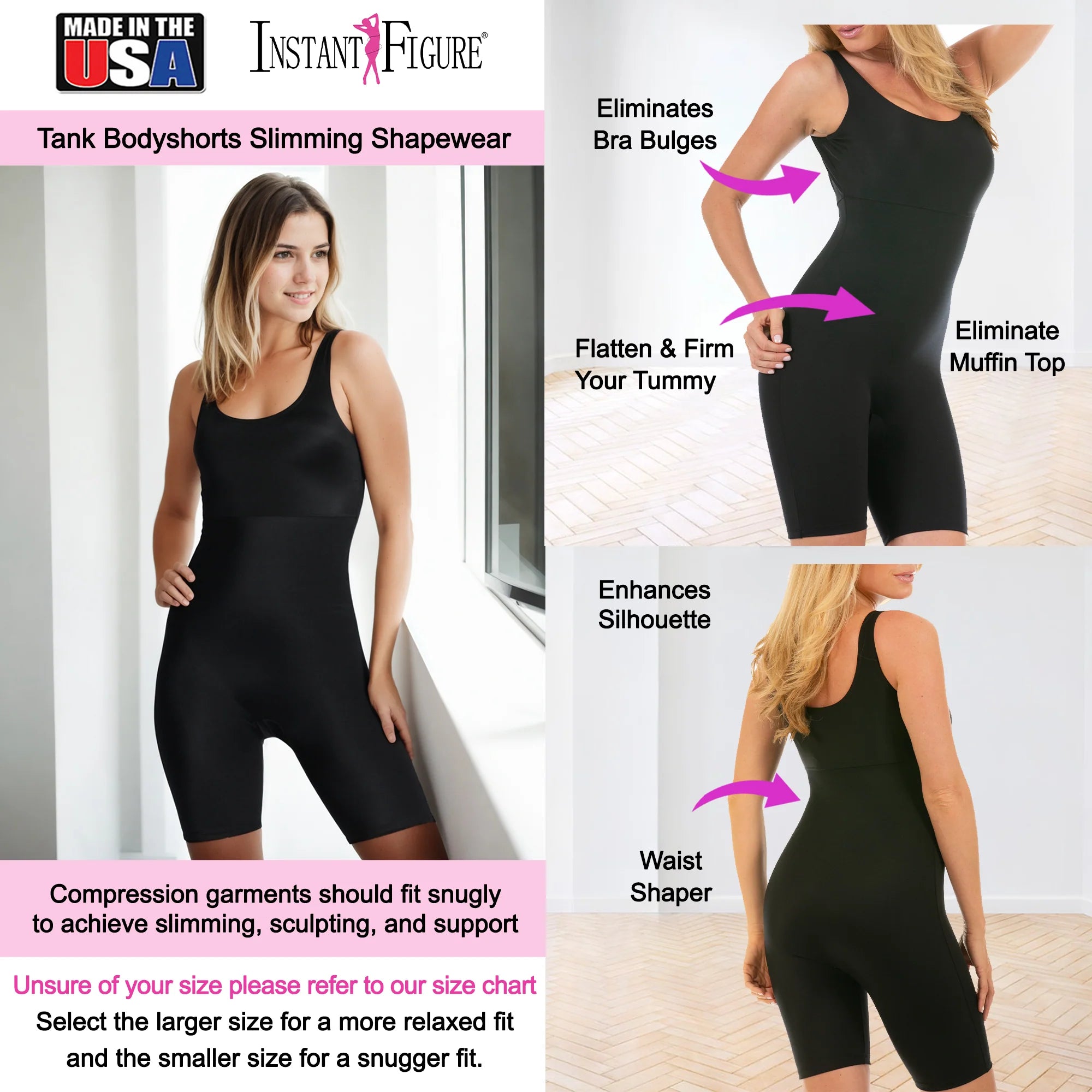 InstantFigure Shapewear Bodyshorts Black | Ashley Stewart