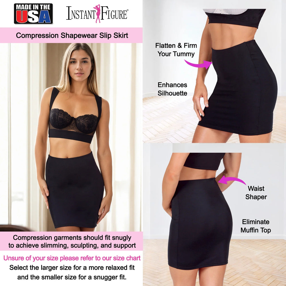 InstantFigure Shapewear Slip Skirt Black | Ashley Stewart