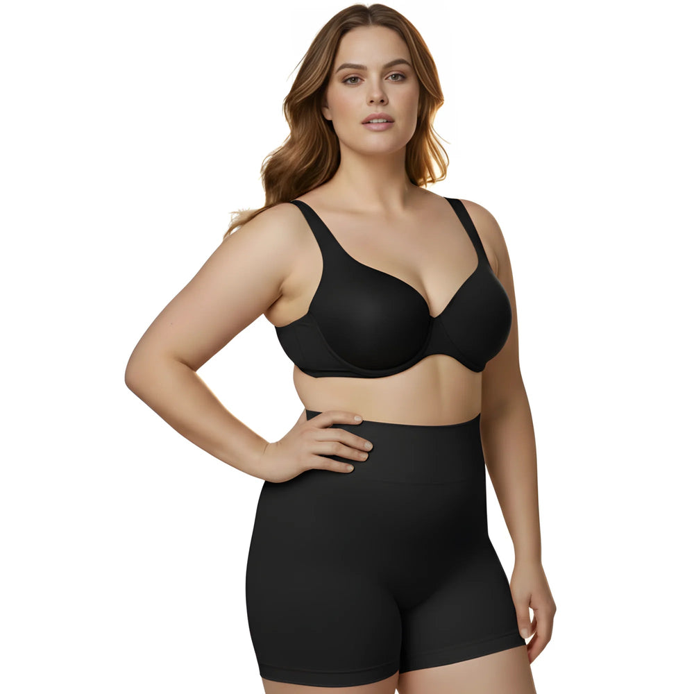 InstantFigure High Waist Compression Shorts Black | Ashley Stewart