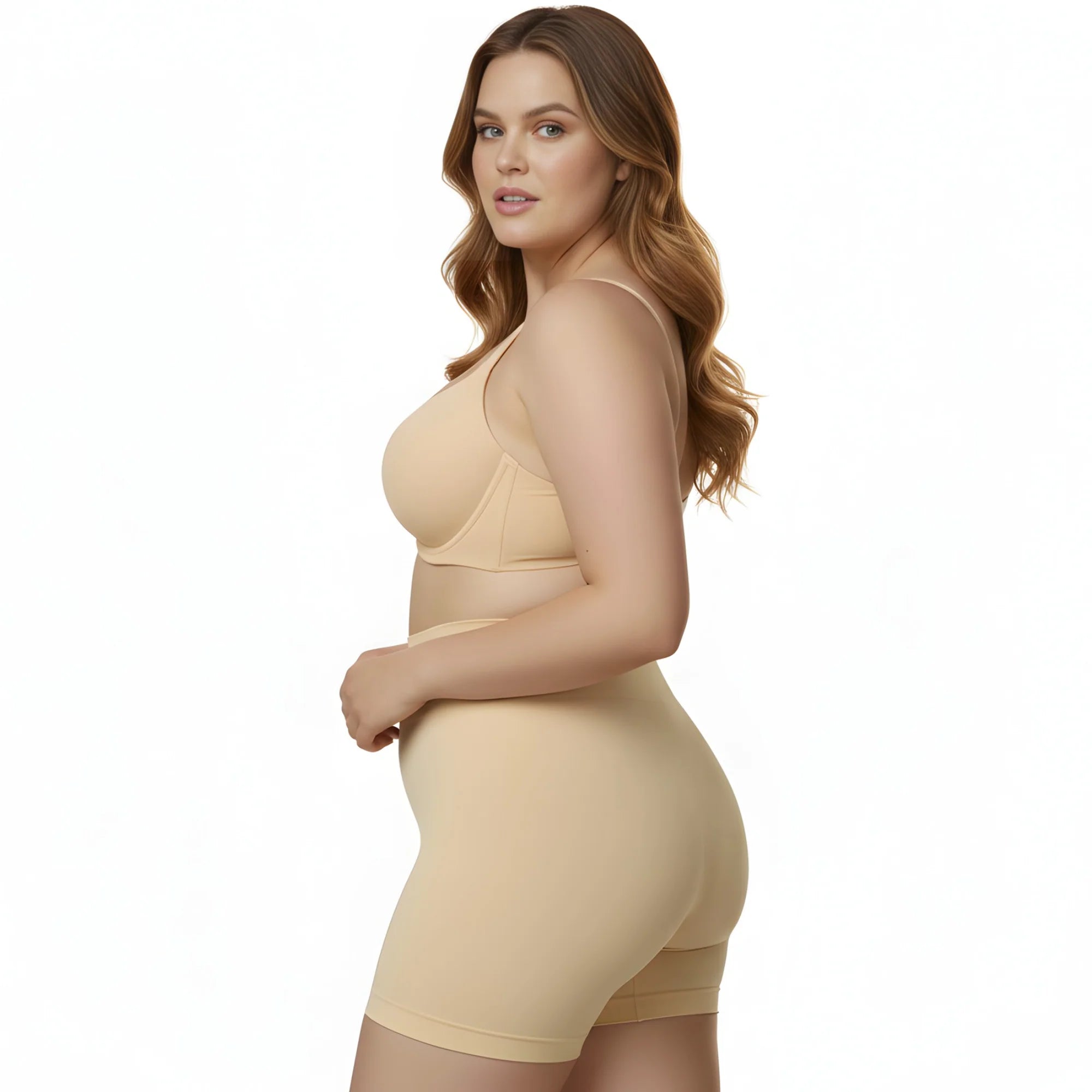 InstantFigure High Waist Compression Shorts Black | Ashley Stewart