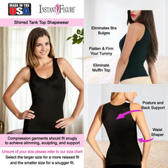 InstantFigure Shirred Shapewear Tank Black | Ashley Stewart