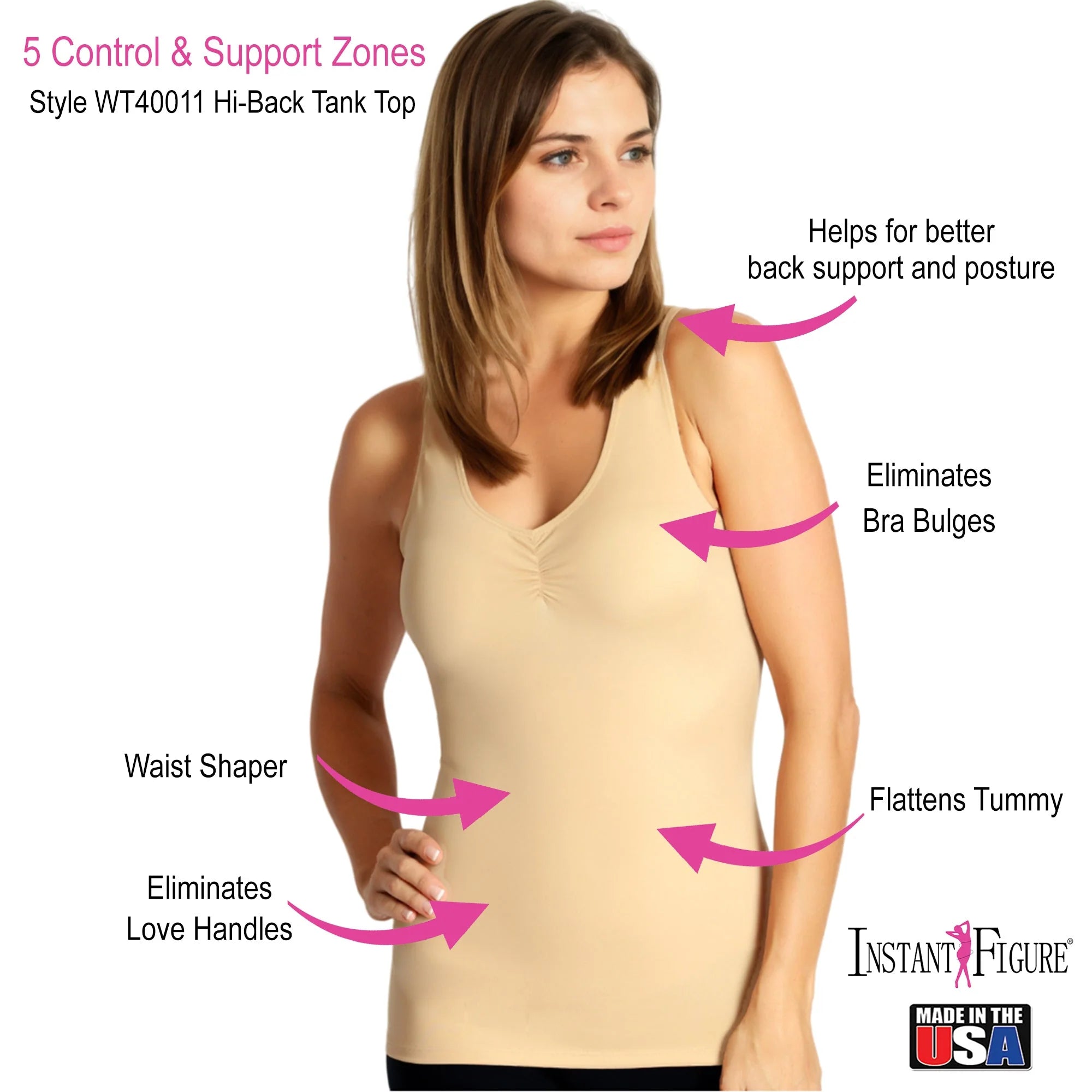 InstantFigure Shirred Shapewear Tank Black | Ashley Stewart
