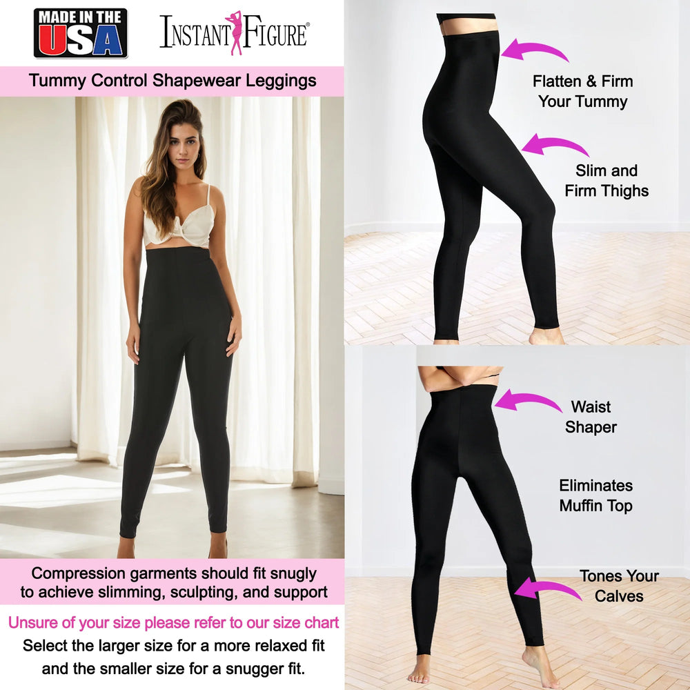 InstantFigure Tummy Control Leggings Black | Ashley Stewart