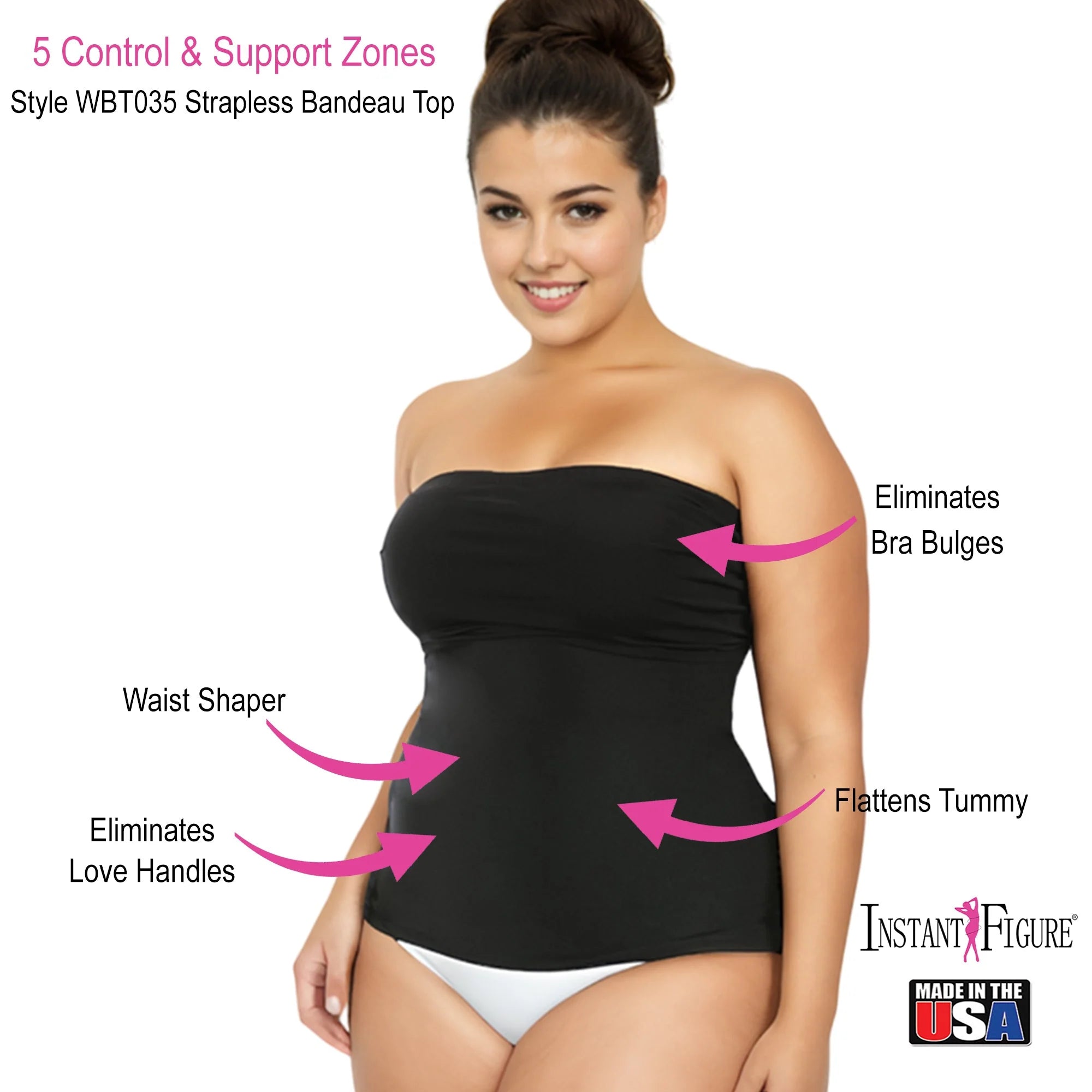 InstantFigure Strapless Bandeau Top Black | Ashley Stewart